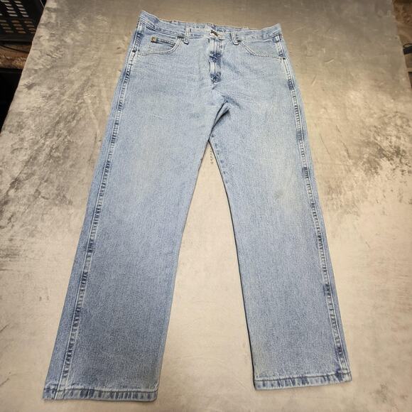 Wrangler Blues Jeans Mens 36x30 Light Blue Denim Classic 5-Pocket Straight Leg - Picture 1 of 11